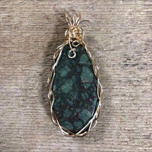 Spotted Green Jasper Statement  Necklace Pendant